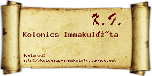 Kolonics Immakuláta névjegykártya